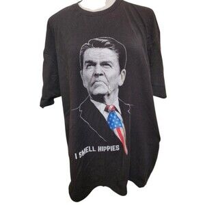 Reagan 'I Smell Hippies' T-Shirt Ann Arbor Black Size XL Political Humor